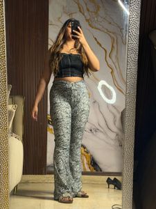 Stylish Snake Print Flare Pants