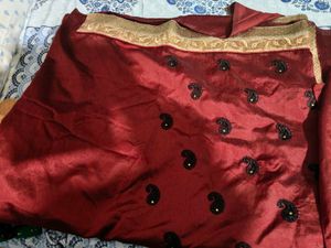 Maroon Embroidered Saree