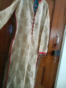 Gold Colour Kurti With Embroidery