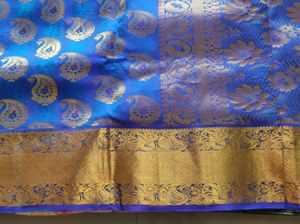 Royal Blue Silk Saree with Gold Motifs