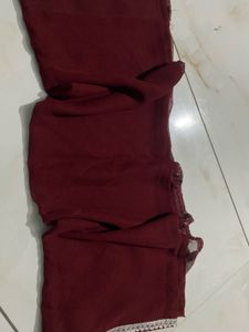 Maroon Silk Saree with Embellished Border