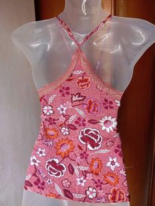 Floral Lace Trim Cami Pajama Top