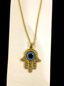 Anti Tarnish Hamsa Hand Evil Eye Necklace