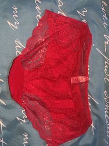 Red Lace Trim Briefs