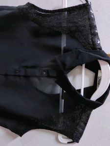 Black Sleeveless Sheer Top- 36 size