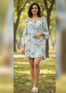 Boho Floral Print Tie-Neck Tunic Top