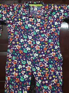 Floral Print purple collar tunic Kurti