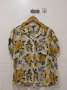 Floral Print Short Sleeve Button-Up Shirt