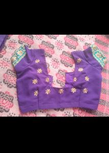 Purple Embroidered Saree With Blouse