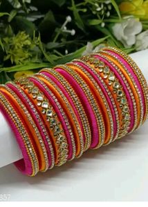 Designer Silk Thread Bangles Set