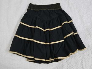 Black Tiered Skirt with Gold Trim waist 30