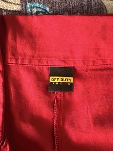 off duty red office shirt