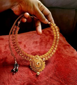 Gold Plated Necklace With Out Earrings