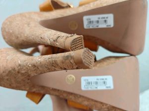 UK 4 New 5 inches Tan Heels &amp; Wedges
