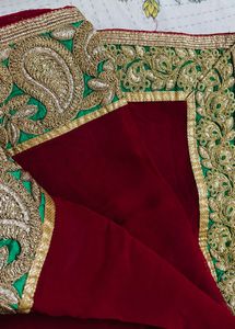 heavy red bordered saree with blouse