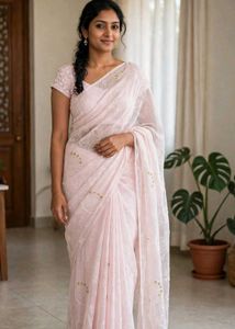 Elegant Pink Embroidered Saree