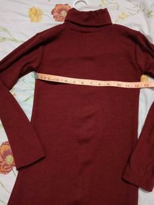 Women's Burgundy Turtleneck Dress