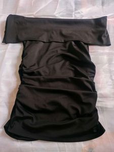 Chic Off-Shoulder Ruched Black Top
