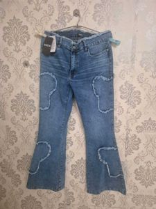Flared Jeans with Patchwork Detail