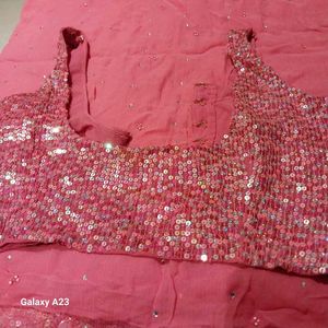 Elegant Pink Embellished Saree