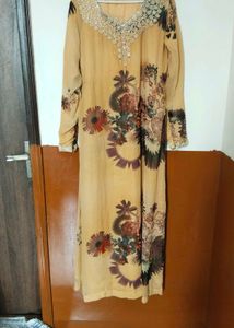 Elegant Beaded Neckline Ethnic Gown