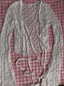 Sheer White Tie-Up Crop Top
