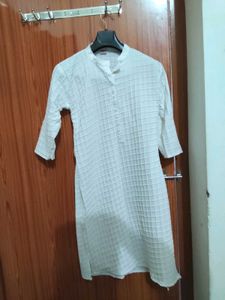 White Textured Kurta
