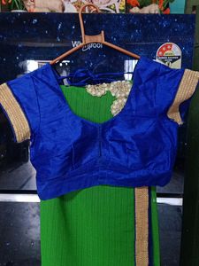 Green &amp; Blue Sari with Embellishments