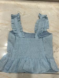 Baby Blue Eyelet Lace Tank Top
