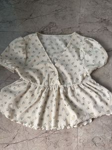 Floral Print Wrap Peplum Top