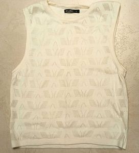 White Knit Sleeveless Top
