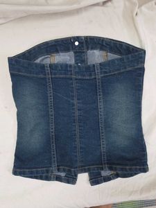 Max cares Denim Strapless Corset Top