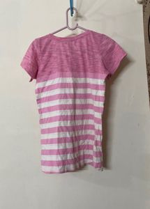 Pink &amp; White Striped T-Shirt