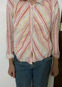Striped Long Sleeve, stretchable Button-up shirt