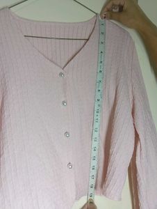 Savana Chic Pink Textured V-Neck Top