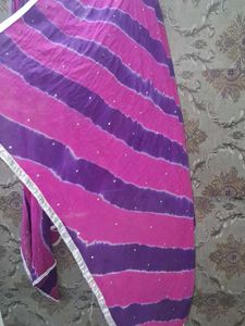 Pink &amp; Purple Striped Dupatta
