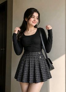 Plaid Pleated Mini Skirt