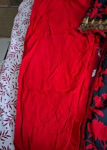 Elegant Black &amp; Red Kurta Set