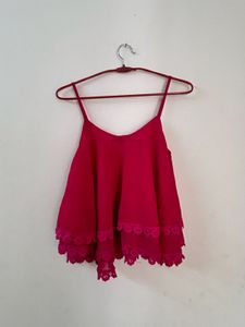 Women's Pink Spaghetti Strap Crop Top