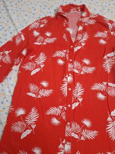 Women's Red Tropical Print Kurta