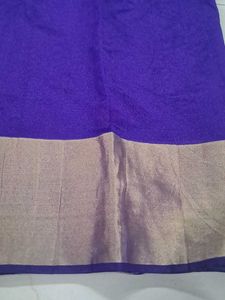 Vibrant Purple Saree with Golden Border
