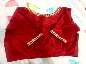 Stand out party designer Red Silk Blouse