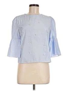 Zara Cute Pearl Embellished Bell Sleeve Top