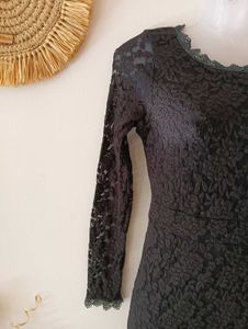 Korean Black Lace Mermaid Midi Dress