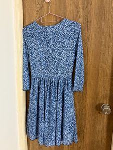 Chic Blue Floral Print Dress