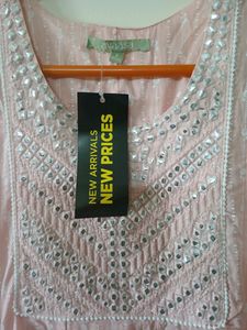 Pink Embroidered Cotton Kurti