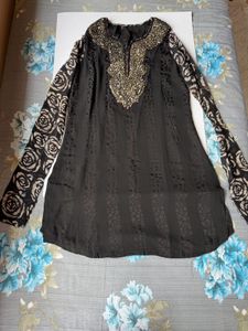 Designer Black Pure Georgette Party Kurta