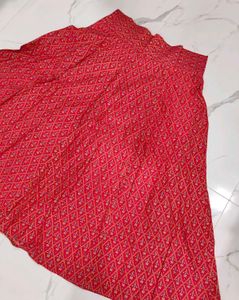 Vibrant Red Printed Ethnic Skirt