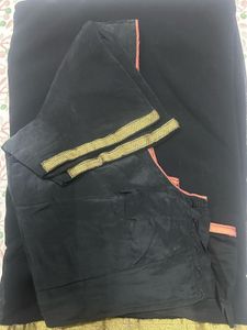 Elegant Black Saree with Gold Border