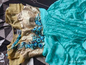 Stunning Teal &amp; Gold Embellished Lehenga Choli